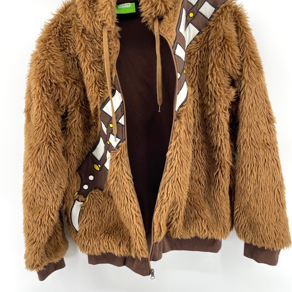 Star Wars Chewbacca Faux Fur Zip Up Hoodie Brown Shaggy Wookiee‎ SM RN0101531 - Picture 5 of 11